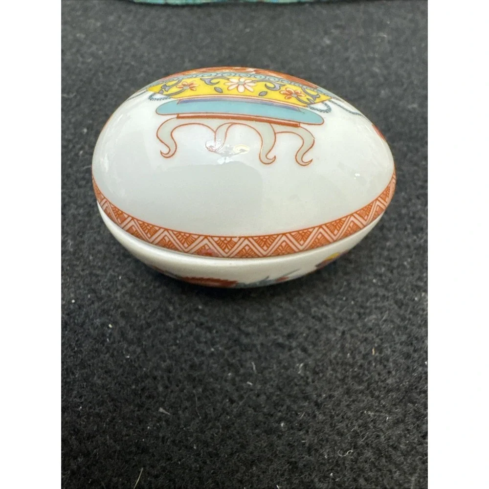 Vintage Bernardaud Limoges France Egg Trinket Box #8 Fou Tcheou Porcelain